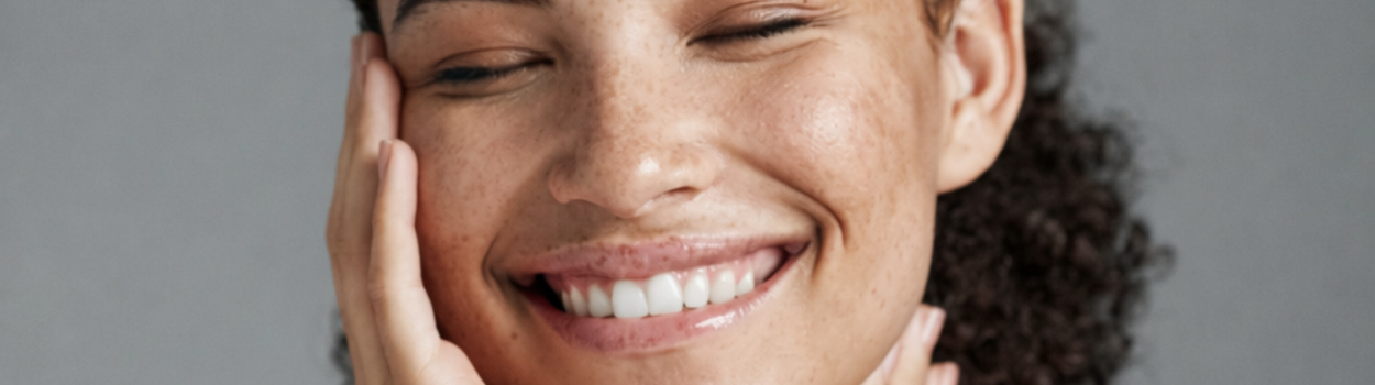Femme souriante avec une peau éclatante